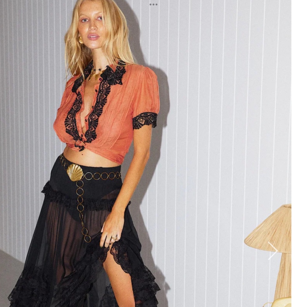 Chasing Unicorns Chiffon Lace Skirt Black Medium